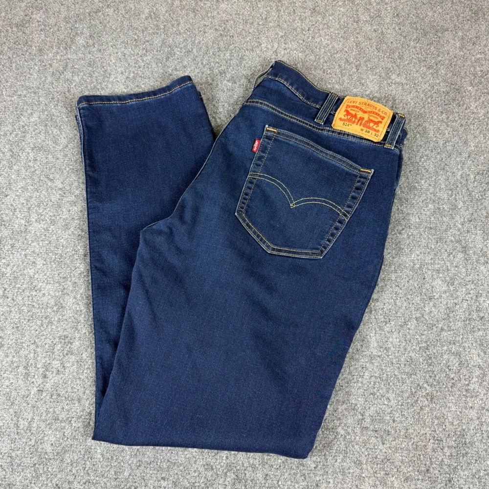 Levis 514 Straight Fit Jeans Mens 38x32 Dark Wash Indigo Denim Pants